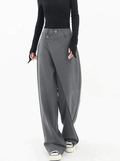 Seraphina - Asymmetric Wrap Trousers — Grey