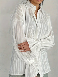 Delilah - Striped Oversized Shirt — White