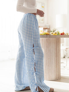 Abbie - Gingham Wide Leg Trousers