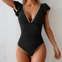 Sidonie - Porcelain Print Swimsuit — Black