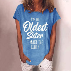 Myra - Slogan Print Tee — Blue