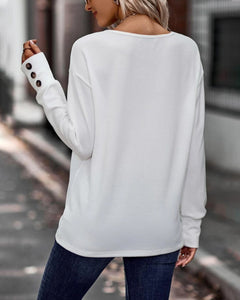 Therese - V Neck Top with Button Cuffs