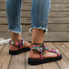 Elsie - Embroidered Flat Sandals