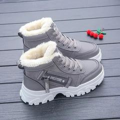 Pearl - Fur Lined High Top Trainers — Grey