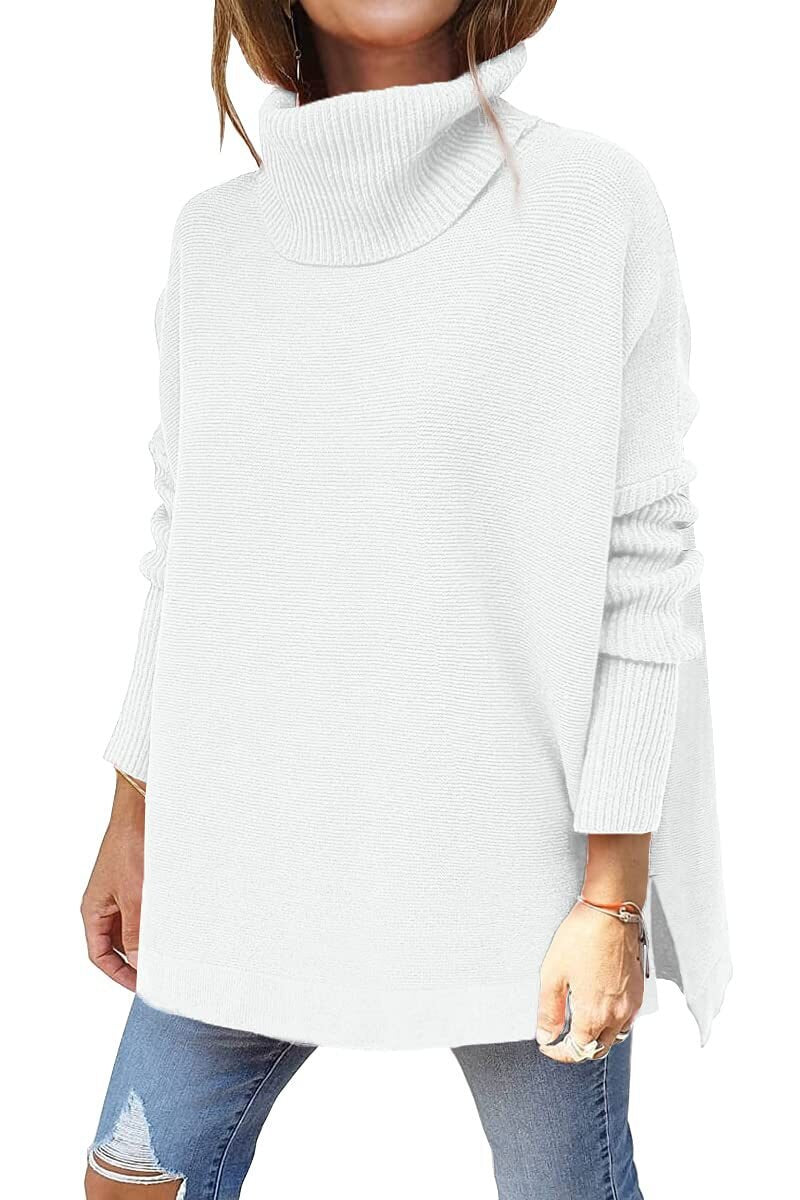 Jessica - Oversized Turtleneck Tunic — White
