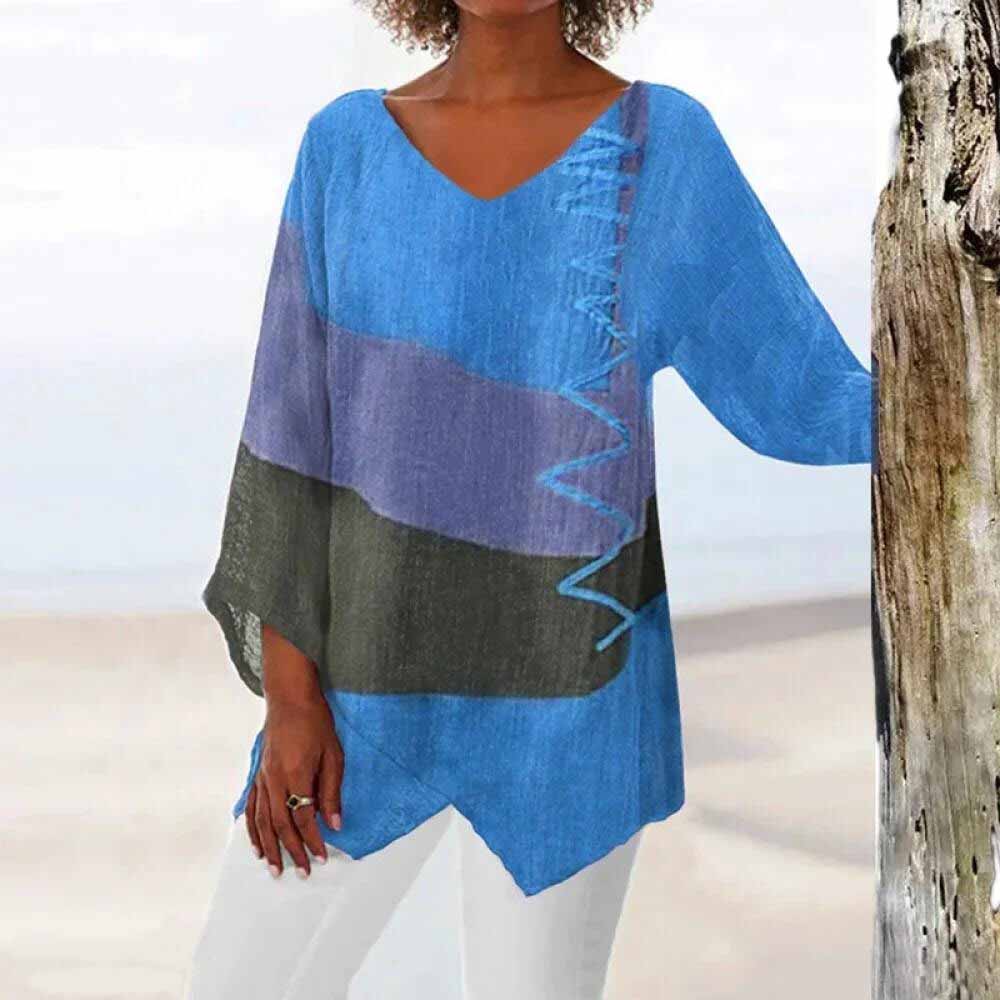 Wilhelmina - Colour Block Asymmetric Tunic — Blue
