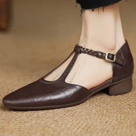 Henriette - Plaited T-Bar Shoes