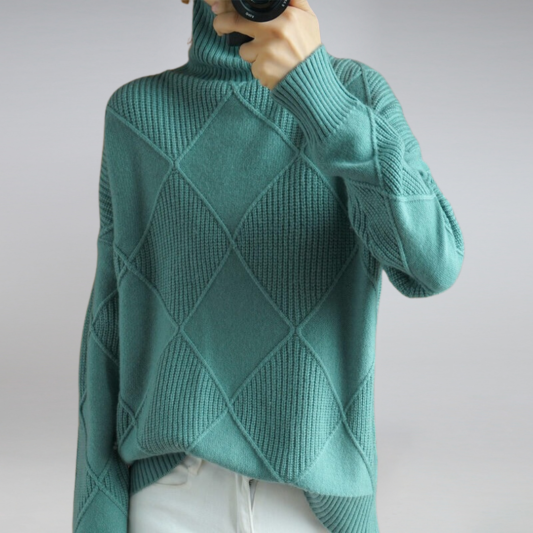 Veronica - Oversized Turtleneck Knit — Green