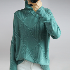 Veronica - Oversized Turtleneck Knit — Green