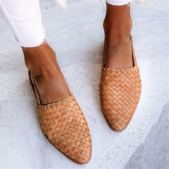 Lucy - Woven Mule Flats — Brown