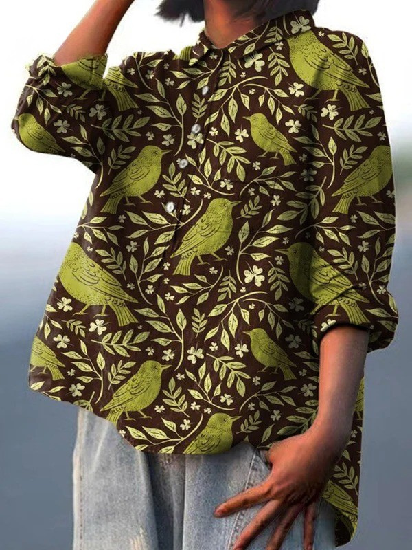 Constance - Leaf and Berry Print Shirt
