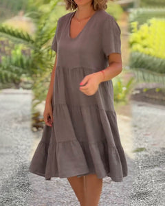 Elsie - Tiered V Neck Midi Dress