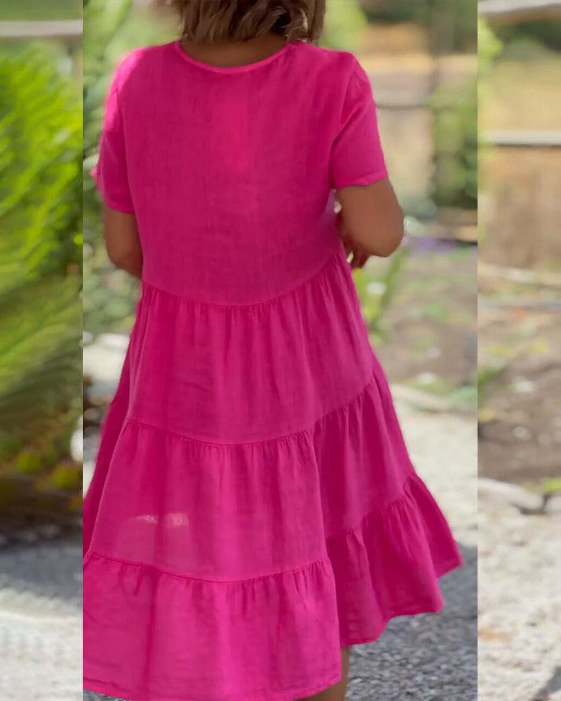 Elsie - Tiered V Neck Midi Dress