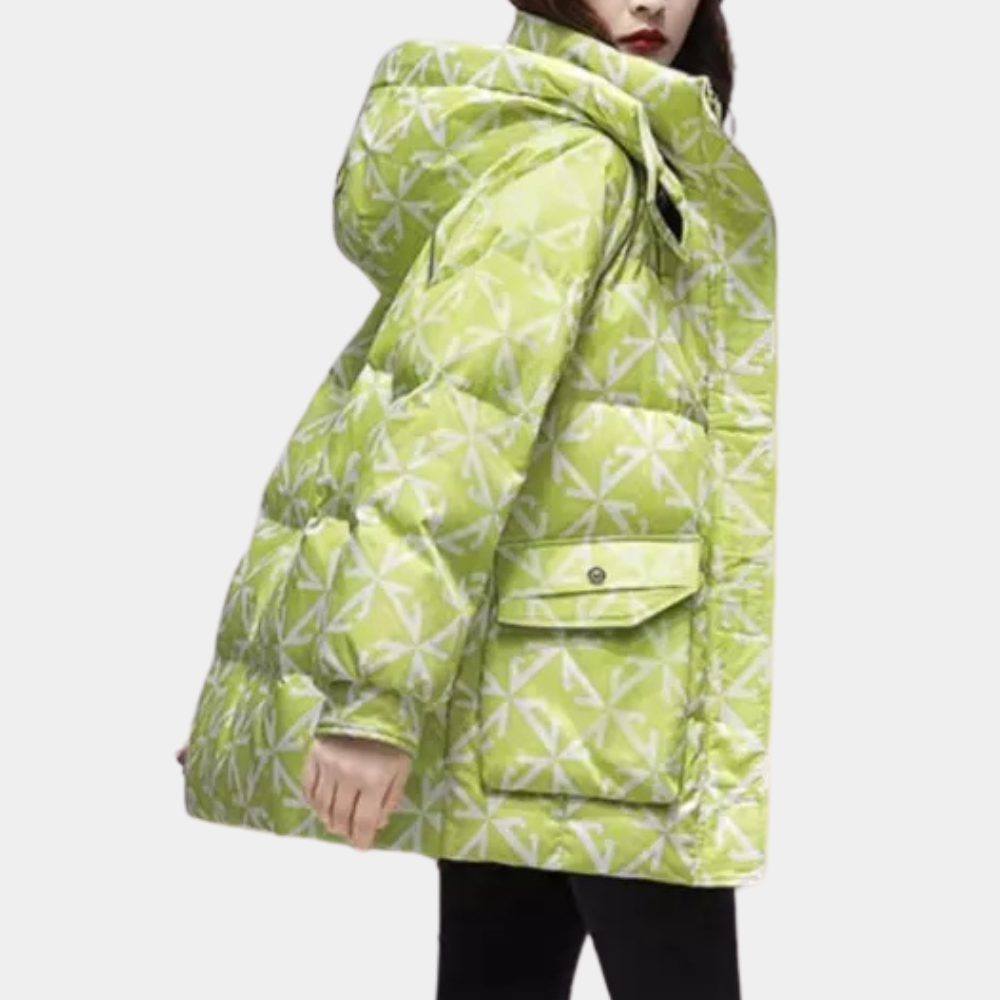 Annalise - Geometric Print Hooded Coat