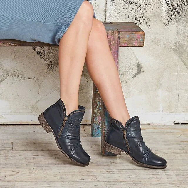 Christina - Leather Ankle Boots with Zip