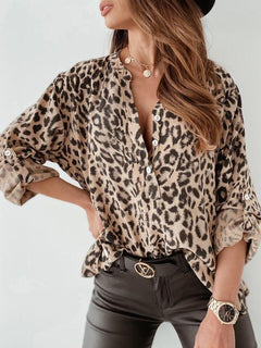 Amy - Leopard Print Button Shirt — Apricot