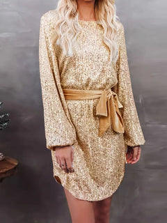 Catherine - Sequin Mini with Tie Belt