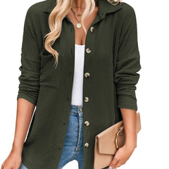 Aria - Textured Button Shirt — Army green