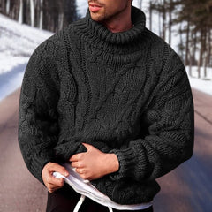 Nathan - Chunky Cable Roll Neck — Black