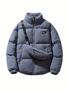 Nicholas - Padded Jacket with Stand Collar — Gray Blue