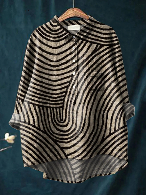 Rochelle - Swirl Line Print Shirt — Multicoloured