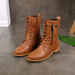 Evie - Tan Leather Lace up Boots — Brown
