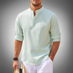 Kendrick - Textured Henley Shirt — Light Green