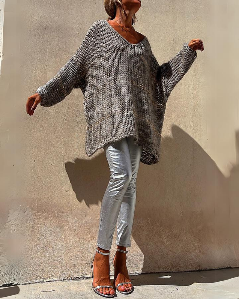 Maya - Loose Knit Jumper — Gray