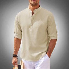 Kendrick - Textured Henley Shirt — Beige