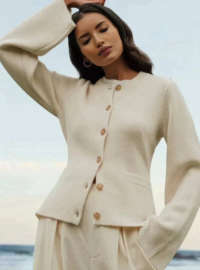 Gabrielle - Cardigan with Wide Sleeves — Beige