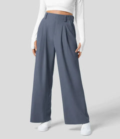 Charmaine - Pleated Wide Leg Trousers — Blue