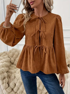 Gwendolyn - Corduroy Peplum Blouse