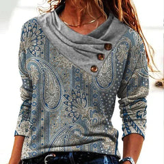 Zoey - Paisley Cowl Neck Top