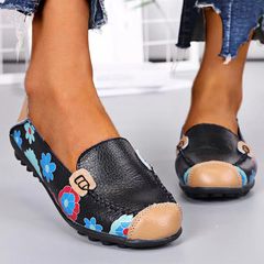 Grace - Floral Print Loafers — Black