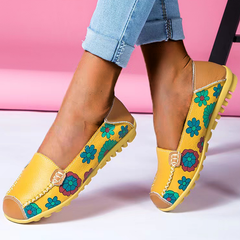 Grace - Floral Print Loafers — Yellow