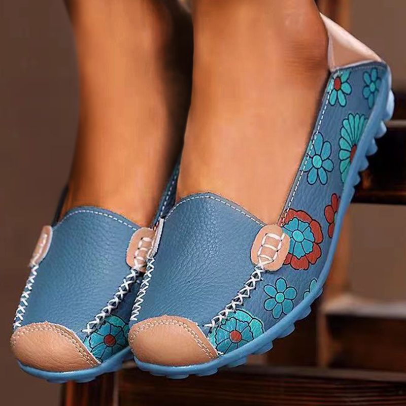 Grace - Floral Print Loafers — Blue