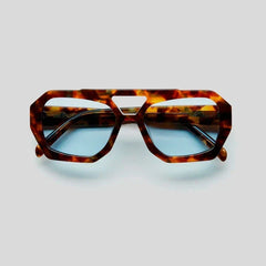 Marguerite - Oversized Tinted Sunglasses — Blue glass