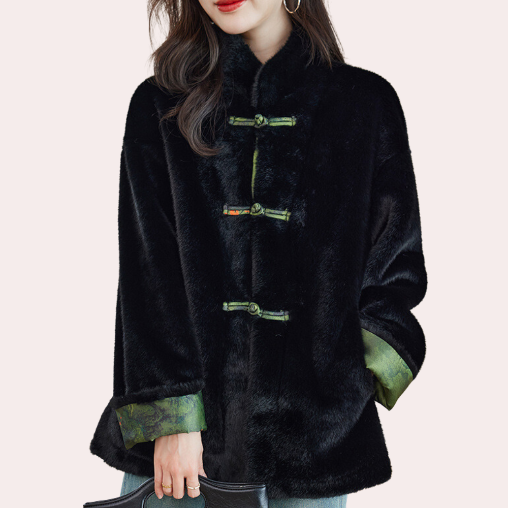 Veronica - Faux Fur Jacket with Satin Trim