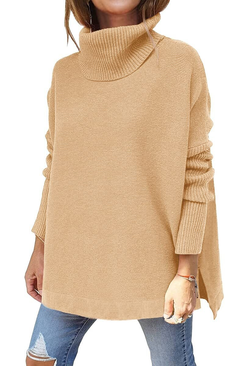 Jessica - Oversized Turtleneck Tunic — Brown
