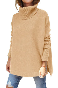 Jessica - Oversized Turtleneck Tunic — Brown