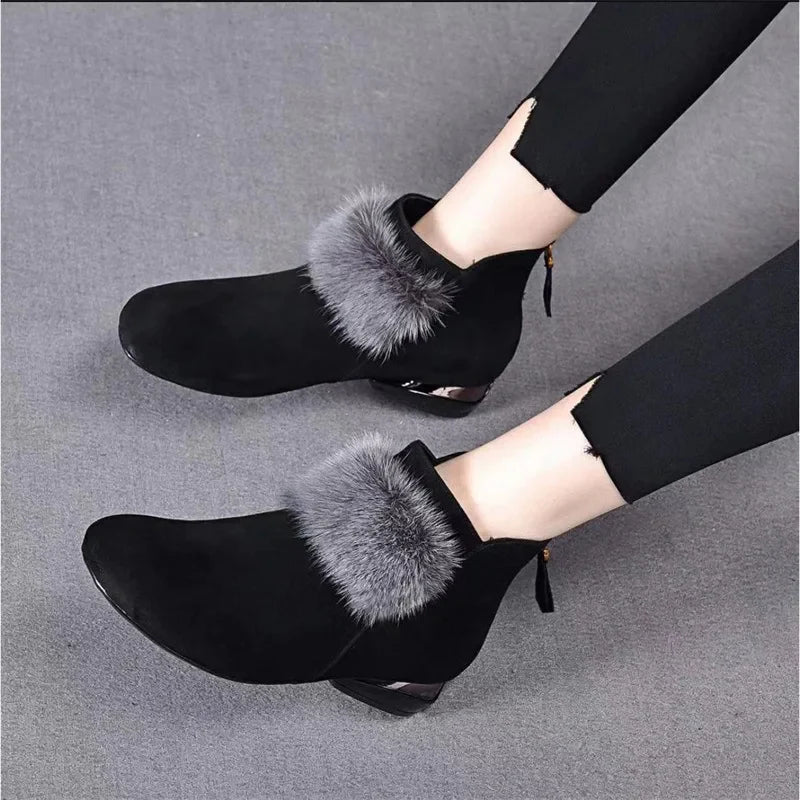 Cassidy - Boots with Fur Pom Pom