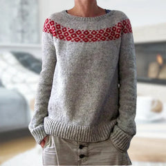 Gloria - Jumper with Contrast Stripe — Red