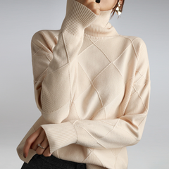 Veronica - Oversized Turtleneck Knit — Beige