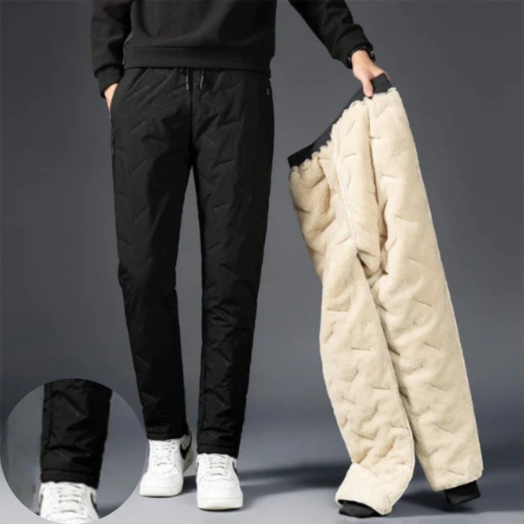 Mitchell - Fleece Lined Thermal Trousers — Black (straight legs)