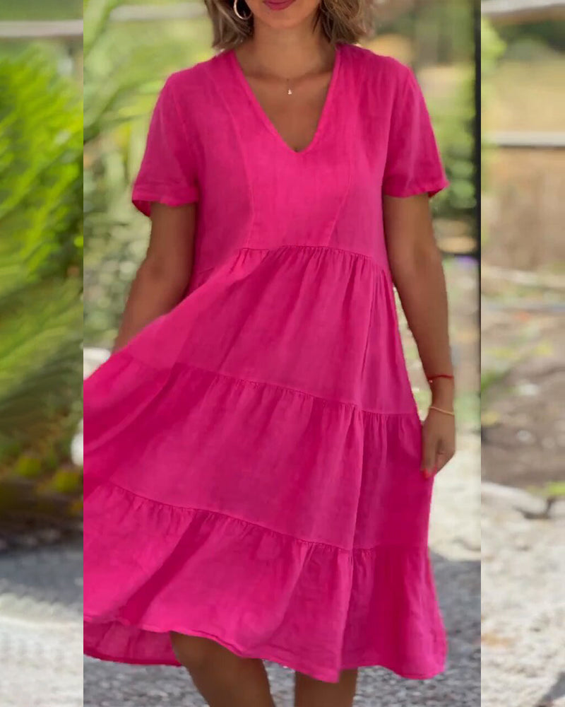Elsie - Tiered V Neck Midi Dress