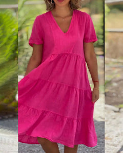 Elsie - Tiered V Neck Midi Dress