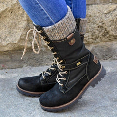 Paulette - Hiking Boots with Knit Cuff — Black