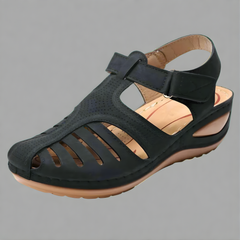 Anastasia - Closed Toe Velcro Sandals — Black