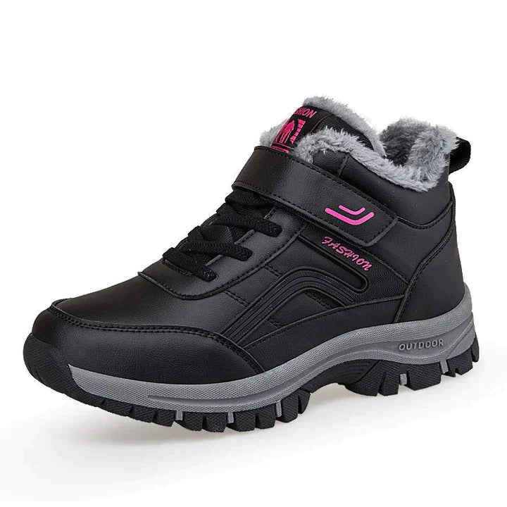 Courtney - Fur Lined Slip on Trainers — Black pink