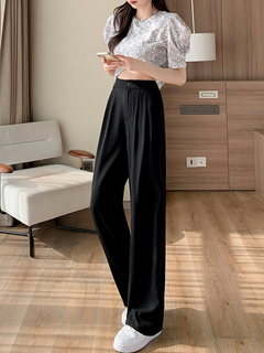 Genevieve - Straight Wide Leg Trousers — Black